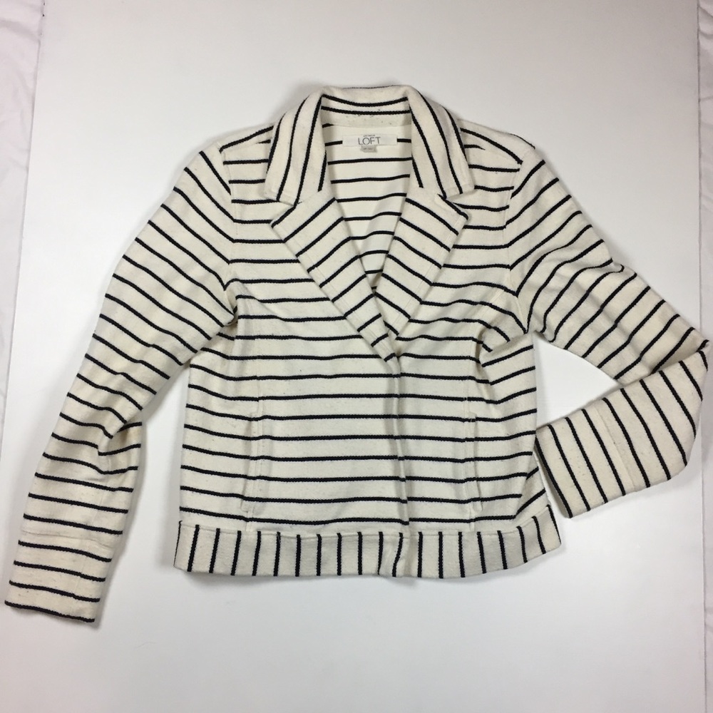 LOFT Cotton Striped Jacket size medium Petite